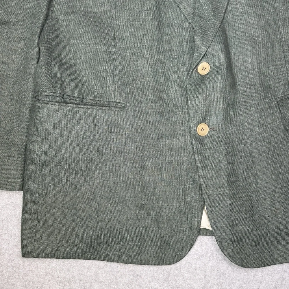 Vintage Givenchy Monsieur Sport Coat Nubby Summer Linen Men's 48 L Solid Green